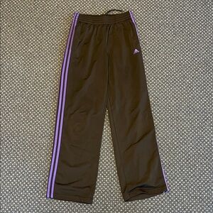 Adidas Kids Black Joggers with Purple Accents
